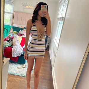 Colorful Lifestyle Striped Mini Dress Fashion Nova beach cover up NWT